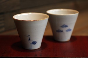 工房あめつち　染付ちょこ（鶴）　2,625円（税込）